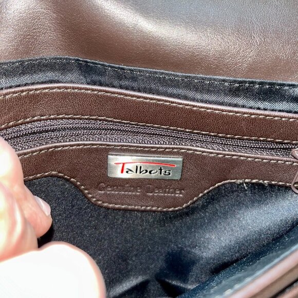 Vintage Talbots Chocolate Brown Leather Shoulder Bag NWOT - Picture 8 of 15